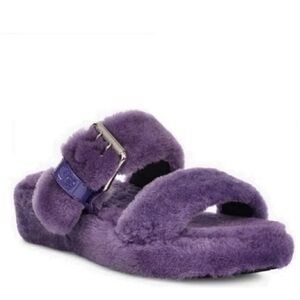 UGG Slippers Fuzz Yeah Purple Slip On Slide Sandals Buckle Womens Size 8